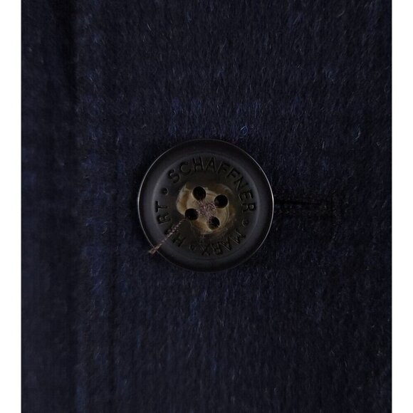 Hart Schaffner Marx Forrester Wool Blend Coat M Mens Navy Plaid - Picture 7 of 14